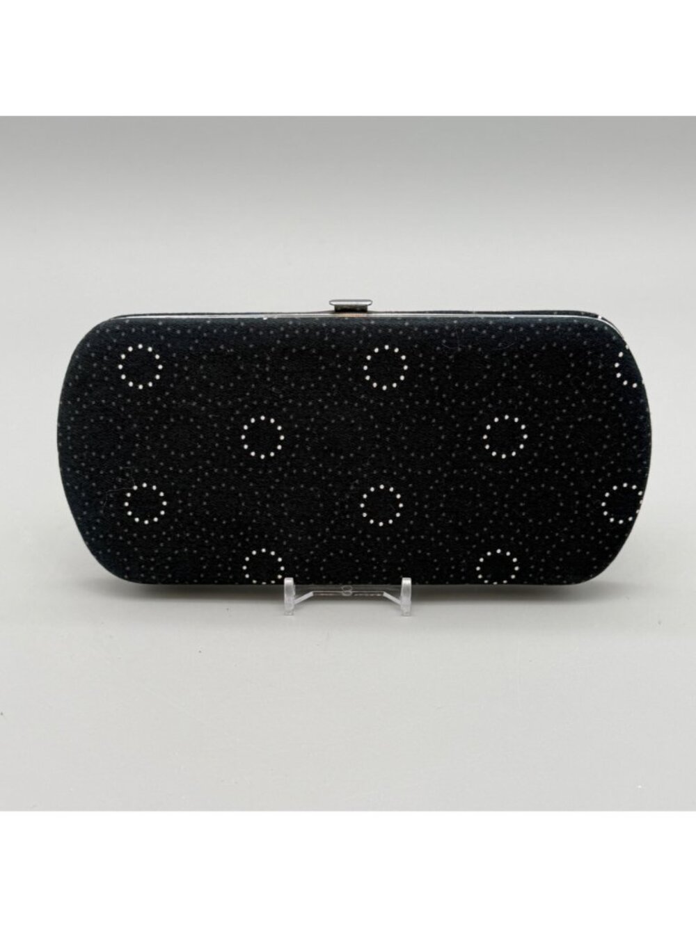 Thirty-One Black Hard Case Wallet White Dot Circle Design Snap Closure Clutch - Picture 3 of 9